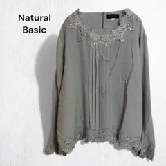 ナチュラルベーシック ブラウス レース シャツ 刺繍 トップス プリーツ 3L
