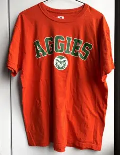 ラッセルアスレチック カレッジロゴ Tシャツ AGGIES オレンジ M 古着
