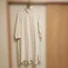 rectangle ホワイト ロングシャツワンピース