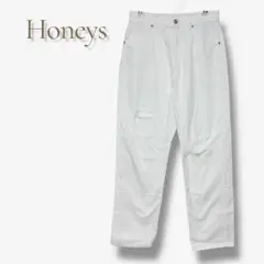 【最終値下】 ハニーズ 綿100 ホワイト デニム パンツ ダメージ加工