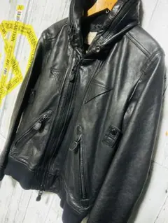 爆限定 AVIREX ジップパーカー 変形 レザージャケット シボ革 牛革 希少