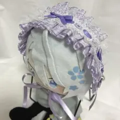 20cmぬいぐるみ　ヘッドドレス　紫（チェック）