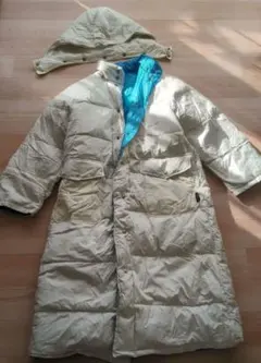 アイボリー/ターコイズ ロングダウンコート