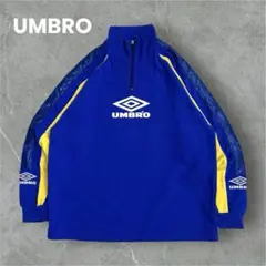 【人気ブランド】UMBRO ハーフジップスウェット　90s 刺繍　ブルー　2XL