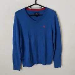 AMERICAN EAGLE ブルー　コットン　Vネック　ニット　セーター