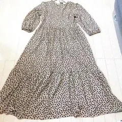 美品!stradivariusブラウン水玉ロングワンピースMサイズ