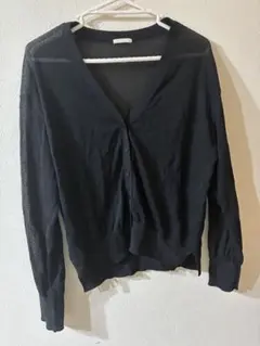 黒薄手カーディガン ボタン式 長袖Mサイズ