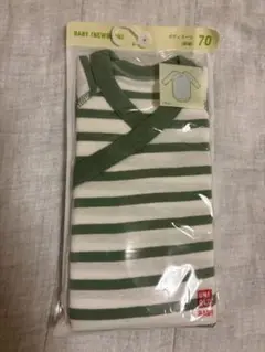 UNIQLO ボディスーツ 前開き 70 ボーダー グリーン　長袖