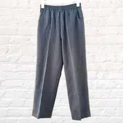 スラックスパンツ ウエストゴム ハイウエスト スリム 日本製 オフィス 無地