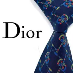 ◆美品◆ Christian Dior ネクタイ 幾何学模様 青色 カジュアル