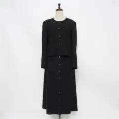 インゲボルグ セットアップ ノーカラージャケットラップスカート 黒M*JD318