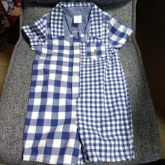 GAP チェック柄ロンパース ネイビー　半袖　ギャップ