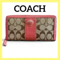 希少✨ COACH コーチ 長財布 シグネチャー てんとう虫 ピンク - メルカリ