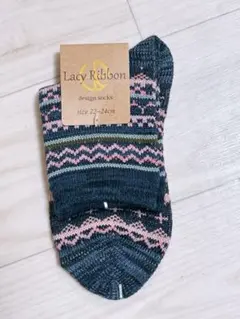 Lacy Ribbon デザインソックス 靴下 22-24cm タグ付きのサムネイル