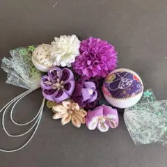 紫系 髪飾り 卒業式　成人式　七五三