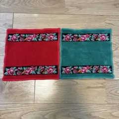 美品！　フェイラー　ハンカチ　花柄　赤　緑　セット　2枚
