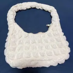 ハンドバッグ レディース キルティングバッグ カバン ポコポコ ホワイト 可愛い