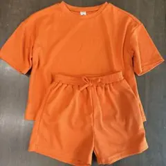 SHEIN オレンジ ワッフル セットアップ
