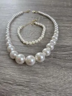 パールネックレスとブレスレットセットとピアス