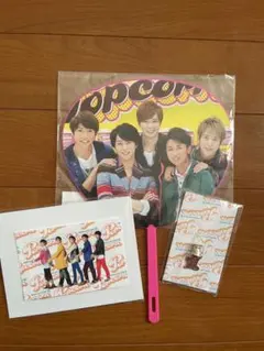 ARASHI ポップコーンうちわ 、カードシール、イヤホンジャックの3点セット
