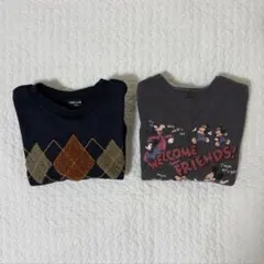 COMMECAISM フタフタ 長袖トレーナー ネイビー チャコール 100