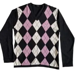 BURBERRY BLACK LABEL アーガイルニット　グレー