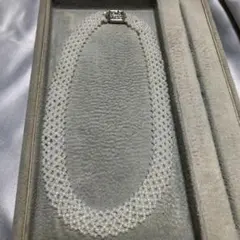 ホワイト パール風ビーズ 編み込み チョーカーネックレス　ハンドメイド