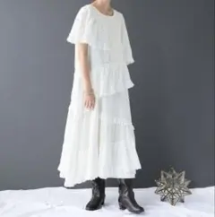 Aimeine Vネックシャーリングワンピース/ベージュ/S - メルカリ