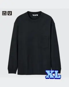 【UNIQLO U】メンズ クルーネック 長袖Tシャツ黒 XL