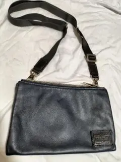 PORTER ネイビー レザー ショルダーバッグ