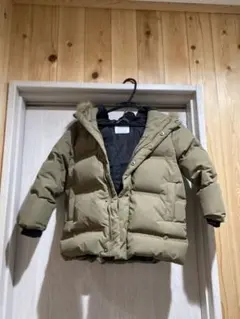 ZARA オリーブ色 フード付きダウンコート 122cm
