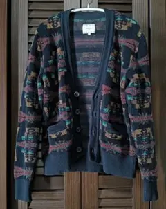 UNITED ARROWS コットンジャガードニットカーディガン　幾何学