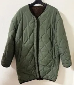 2way リバーシブル　カーキ　ブラウン　キルティング　ボアジャケット　LL