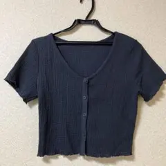 GUテクスチャークロップドカーディガン　M グレー