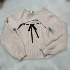 INGNI ベージュ リボン付きニット