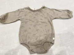 ベージュ花柄ロンパース 長袖　70cm
