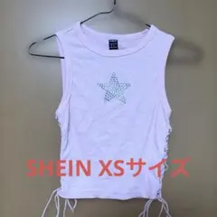 SHEIN 星ラインストーン タンクトップ ピンク XS