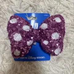 ディズニー ミニー ヘアゴム ヘアポニーリボン スパンコール ピンク