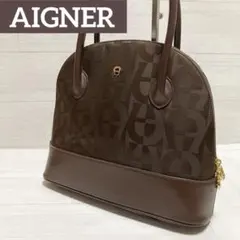 【美品】✨AIGNER✨アイグナー ハンドバッグ ナイロン レザー ロゴ 総柄