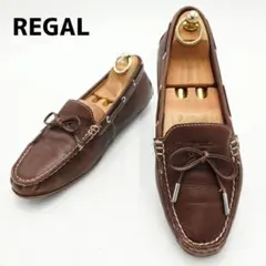 REGAL　リーガル　ドライビングシューズ　リボン　本革　24.5cm　濃茶のサムネイル