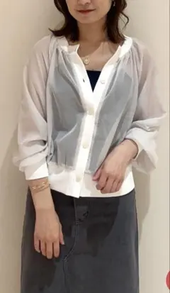 DOUX ARCHIVES シルキーボイルカーディガン (ホワイト)のサムネイル