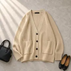 ★美品◆アーバンリサーチ◆畦VネックカーディガンBEのサムネイル