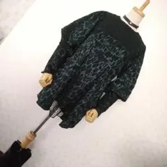 パメオポーズ ダークグリーン レオパード柄 ミニワンピース チュニック