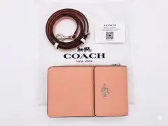 【新品未使用】COACH コーチ スマホショルダー ピンクベージュ