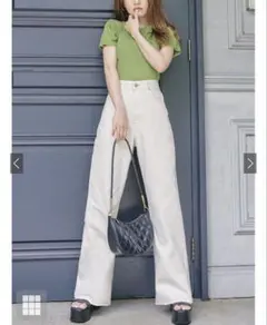 GRL フリンジフレアパンツ　ホワイトデニム