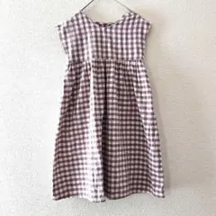 子供服（120）ペアマノン　袖なしワンピース　チェック ボタン
