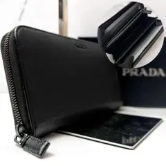 ◇箱付き極美品◇プラダ　RFID　サフィアーノレザー長財布　ロゴ金具　ブラック