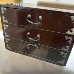 ダークブラウン木製3段小物入れ