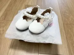 【美品】ホワイト　フォーマルシューズ パール　結婚式