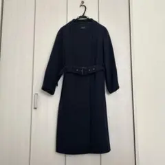 【美品】ユナイテッドトウキョウ ノーカラーコート ベルト ウール ロング 定番